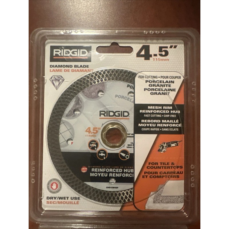 RIDGID 4.5-inch Continuous Rim Diamond Blade with Mesh Rim Brand