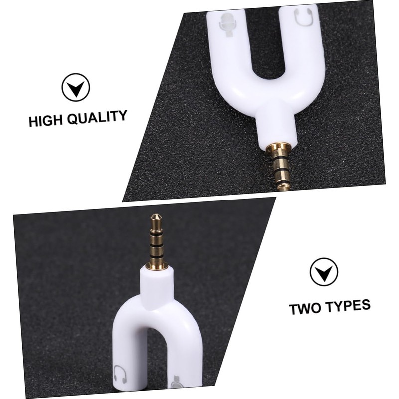LALAFINA U Shape 3.5mm Headphone Splitter Adapter Mic Converter Stereo