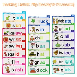 30 Read and Rhyme Flip Books - Sight Words Flash Cards, Teaching Reading Vocabulary's Phonics Games for Children, Word Family Vocabulary Flash Cards for Memorizing Recognizing