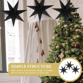 DOITOOL 3Pcs Paper Star Lanterns, 20 inch Large Paper Star Christmas Hanging Decorations Star Light, Hanging Lamp Shade for Wedding Birthday Christmas Party-Black