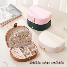 Miretro Travel Jewellery Box, Small Carrying Double Layer Jewelry Case for Earring Necklace Bracelet Ring Organizer Holder for Women Girls -Pink