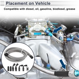 TUCKBOLD AN-6 Fuel Line Kit 3ft Vacuum Hose Automotive Fuel Hose Adapter 90 Degree Adapter 45 Degree Adapter 1 Set CPE Stainless Steel Braiding