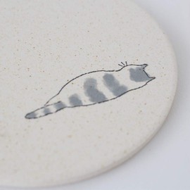&NE NRS-116-UT Diatomaceous Earth Coaster Cat Pattern, Made in Japan