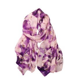 QIBZI Scarves for Women, Elegant Printed Chiffon Silk Scarf, Decorative Neckerchief, Versatile Sun Protection and Warm Thin Scarf for All Seasons
