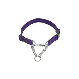 Adjustable Half Check Chain Dog Collar 20mm With Curved Side Release Buckle (Small, Purple)