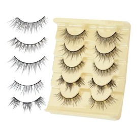 5 Pares Pestañas Extensiones Postizas Mezcladas- Efecto Voluminosas y Naturales - Kit para Uso Diario y Fiesta