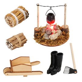 6 Pieces Miniature Garden Accessories, 1/12 Miniature Garden Accessories, for Miniature Dollhouse Garden Tool Dollhouses, Miniature Landscapes, Mini Gardens Decorating B