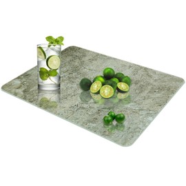 JAMBALAY Tempered Glass Cutting Board for Kitchen, 16"x12" Glass Cutting Board with Design, Chopping Board with Rubber Non Slip Feet, Heat, Shatter Resistant, Dishwasher Safe, Brown