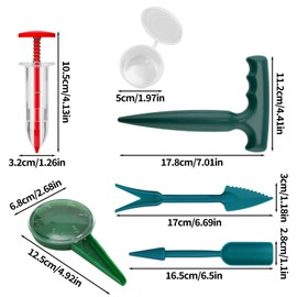 12pcs Mini Handheld Seed Spreader Kit, Small Planter Tool with Box Manual Seedlings Digger Hole Puncher Shovels Set Tiny Seeder Sower Dispenser Accessories for Vegetables Flowers Gardening Planting