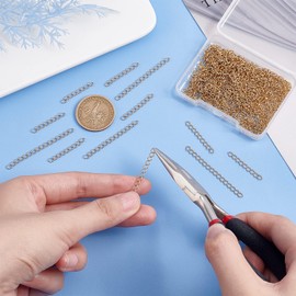 UNICRAFTALE 100Pcs 2 Size Chain Extender 304 Stainless Steel Twist Chain 25-53mm Long Golden Tail Chain Removable Extension Chain For Chain Earring Necklace Bracelet Key Chain Making