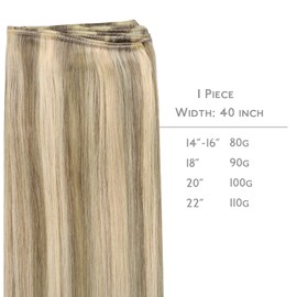 WENNALIFE Weft Hair Extensions Human Hair Extensions for Women Real Human Hair, 18 Inch 90g Ash Brown Highlighted Golden Blonde Sew in Hair Extensions Human Hair Remy Straight rallonge cheveux humain