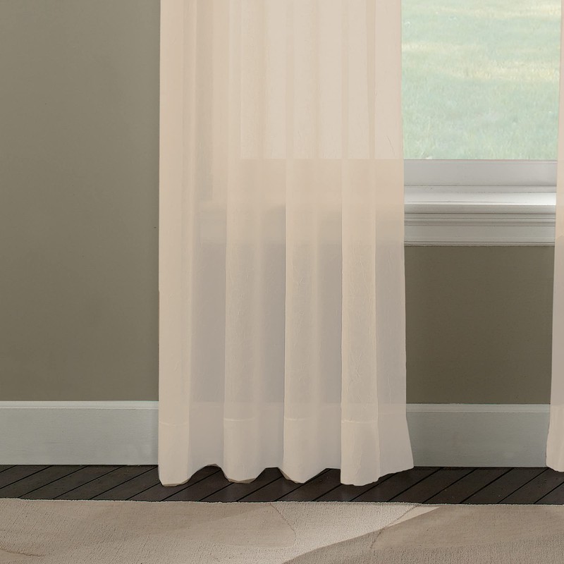 Curtainworks Trinity Crinkle Voile Sheer Curtain Panel, 51 by 63",