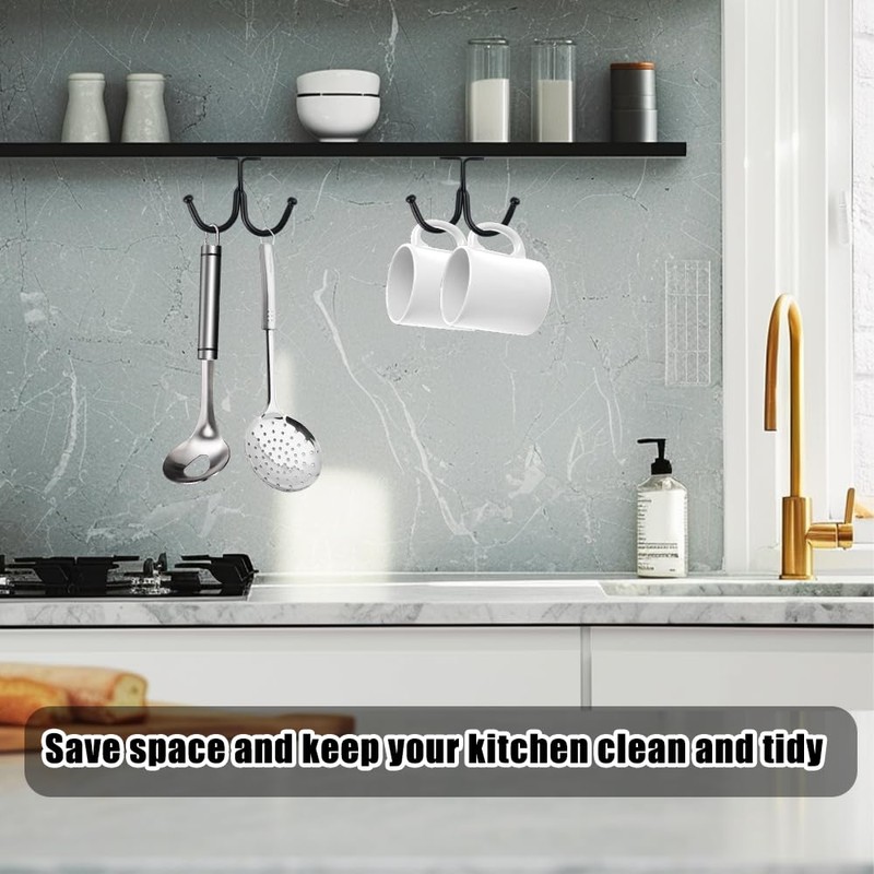Pack of 10 Cup Holder Hooks Under Cupboard, 85 mm