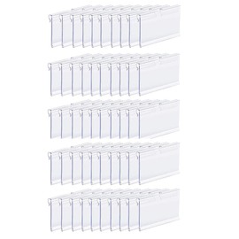 50Pcs 65x42mm Clear Plastic Label Holders, PVC Sign Display Holder Price Tag Name Card Holder for Supermarket Shop Office Home