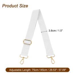 sourcing map Wide Shoulder Strap, 3.8cm Adjustable Purse Strap Replacement Crossbody Strap for Shoulder Bag Handbag, White, Light Gold Pull Core Buckle