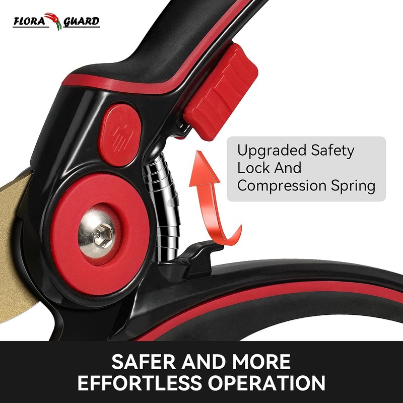 FLORA GUARD Heavy Duty Bypass Secateurs with SK5 Steel Blade,