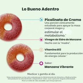 OLLY Gomitas Anillos para el Metabolismo, Vinagre de Sidra de Manzana, Vitamina B12, Cromo, Energía y Salud Digestiva, Suplemento Masticable, Sabor Ma