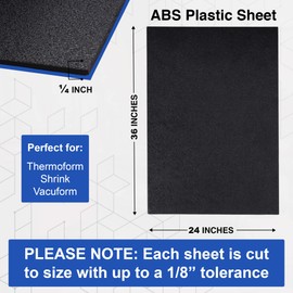 Duco ABS Plastic Sheet 1/4 Inch Thick 24" x 36" - Pack of 1 Rigid ABS Sheet with Textured Plastic Front - 0.25" Thick Heat Moldable Thermoplastic Sheet for DIY Use - Black Plastic Sheet