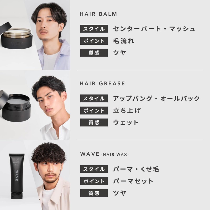 RETØUCH Hair Balm Center Part Mash Men's Styling Shiny Retouch