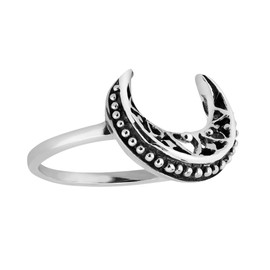 AeraVida Mystical and Romantic Crescent Moon Sterling Silver Ring | Casual Rings For Unisex | Statement Fashion, Promise Ring, Couple Unisex Ring | Size 10