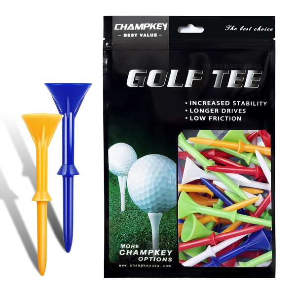 CHAMPKEY 3-1/4" Premium Golf Tees｜Excellent Durability and Stability Tees | Choose Between 30 Pack and 50 Pack