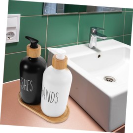 Healeved Lotion Dispenser Bottle Set Soap and Shampoo Dispenser with Bamboo Tray for Bathroom and Kitchen Refillable Pump for Easy Use Durable and Stylish Design