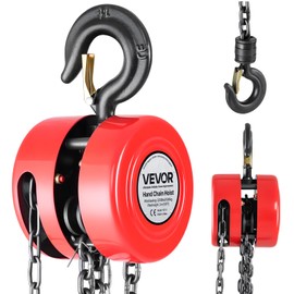 VEVOR Hand Chain Hoist, 1 Ton 2200 lbs Capacity, Manual Chain Block with Upgrade G70 Galvanized Chain, 10 ft Lifting Height, Heavy Duty Pulley Hoist for Garage Warehouse Automotive Machinery, Red