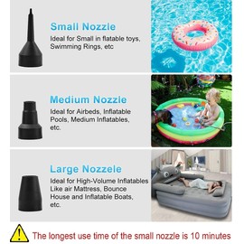Electric Air Pump, Air Pump for Quick Inflator/Deflator with 3 Nozzles, Camping Electric Pumps Portable (Home/Car), Air Mattress Pump for Inflatable Boat/Air Mattress/Pool/Inflated Toy/Yoga Ball