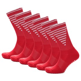 A2Z Girls Boys Socks Pack Of 3 Football Grip Socks Breathable Soft Feel Slipper Socks - Socks KS1291 Red 3 Pack 7-10