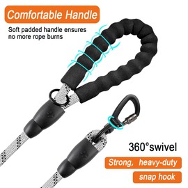 BARKBAY Dog Leashes for Large Dogs Heavy Duty Dog Leash 4/5/6 FT with Comfortable Padded Handle and Highly Reflective Threads for Medium Large Dogs Walking Training Running (5FT-1/2'',Gray)