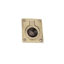 Infinity Decor Solid Brass Flush Ring Pull Handle Hatch 60mm x 50mm Antique Brass Recessed Furniture Pull Ideal for Doors, Windows, Wardrobe, Cabinet