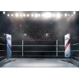 BELECO 8x6ft Fabric Boxing Arena Photography Backdrop Blurred Spectator 3D Stadium Light Boxing Ring Boxer Match Background for Boys Men Birthday Party Decorations UFC Supplies Photo Booth Props