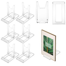 Pack of 6 Adjustable Plate Holders Acrylic Plastic Transparent Plate Stand Sliding Stand for Flat Plates, Photos, Place Cards (11.5 x 11 x 6 cm)