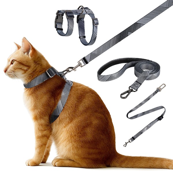 Cat Harness and Leash Set, Anti Escape Adjustable Cat Leash,