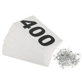 PATIKIL Tearproof Running Bib Numbers 7x4 Inch, 1-400 Waterproof Race Competitor Numbers with Safety Pin for Marathon Sports Game Competition Runner, White