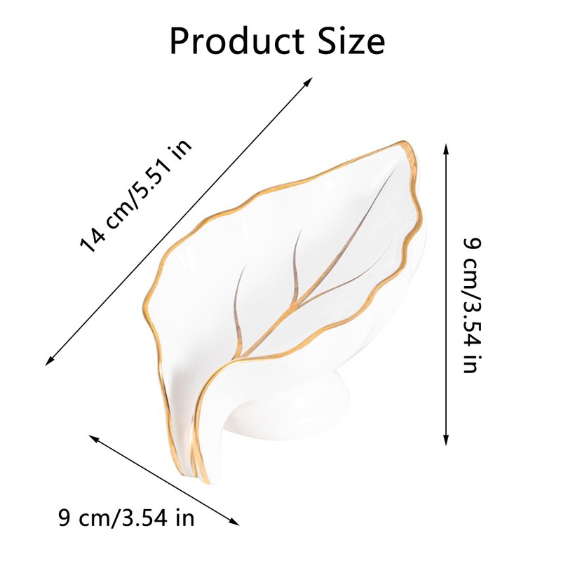 Ceramic Leaf Soap Dish, Soap Dish with Drain, Leaf Soap