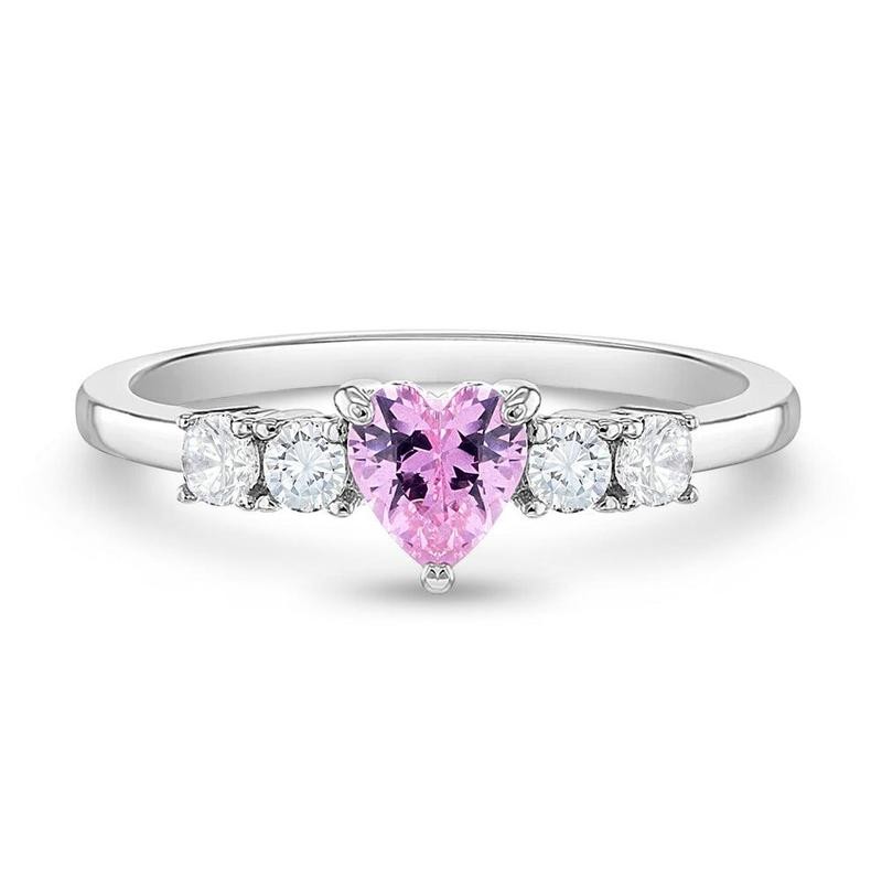 Simulated Birthstone Heart Solitaire Size 2-5 Baby / Kids Ring