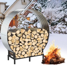 Skcoipsra 3FT Firewood Rack Outdoor with Cover, Heavy Duty Metal Firewood Stand for Indoor Outdoor, Fireplace Log Holder for Wood Storage, Wood Stove Accessories Rack for Courtyard, Patio, Home