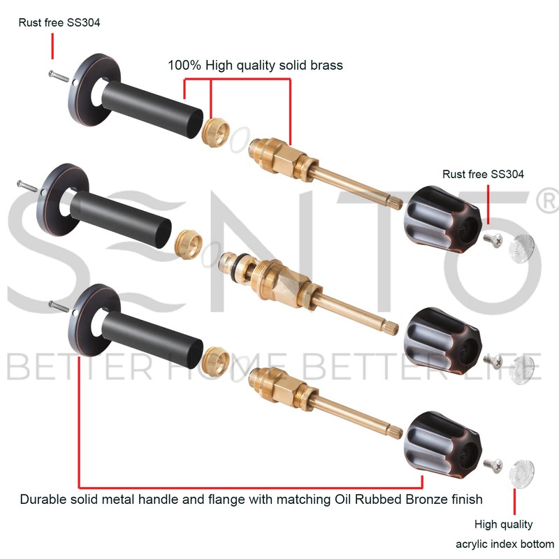 SENTO Bathtub and Shower 3 Handle Tub Trim Set For