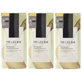 Atsugi FS50308 THE LEG BAR Women's Stockings, Compression Mesh Pattern, Below Knee Length, Set of 3, Black