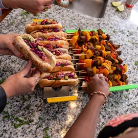 Mkchentul 316 Stainless Steel Taco Holder Stand for 12 Tacos and 4 Sauce Cups, Premium Taco Rack with Silicone Handles, Taco Shell Holder, Stylish Rack Taco Tray, Oven & Dishwaher Safe, BPA free