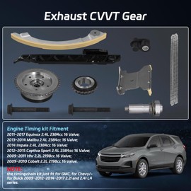 94201s Engine Timing Chain Kit Fit for 2009-2017Chevy Equinox Malibu Captiva lmpala HHR Cobalt Buick Regal Lacrosse Verano GMC Terrain 2.2L 2.4L Ecotec Guide Rail Set# 12680750