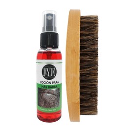 JYE Kit Loción para Crecimiento de Barba y Bigote Incluye Cepillo de Madera para peinado y control de barba, ideal para la mejor distribución del producto