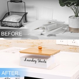 VOTLEVT Bamboo Laundry Detergent Sheets Holder with Acrylic Container, Organization and Storage
