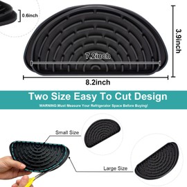 Bandeja de goteo de silicona para refrigerador, 2 paquetes. Protege la bandeja dispensadora de hielo y agua de derrames, se adapta a la bandeja de agua del refrigerador, bandeja de máquina de café reciclar y secar rápidamente (semicircular, negro y gris)