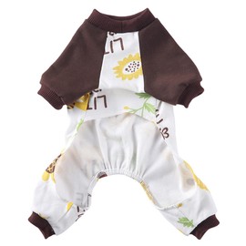 XIAOYU Dog Pajamas Bee Pattern Comfortable Puppy Cat Clothes Soft Dog Costumes Jumpsuit Shirt, L