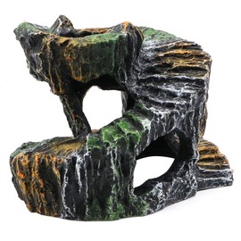 NUZAMAS Resin Turtle Cave Decorative Floating Platform for Reptile Fish Tank Turtle Cave Aquarium Accessories Tank Reptile Climbing Rock Resin