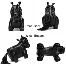 Lyuxhetaokdiq Men and Women Fun Horse Shaped Crossbody Shoulder Bag Handbag PVC Unique Novelty Horse Purse(Black)