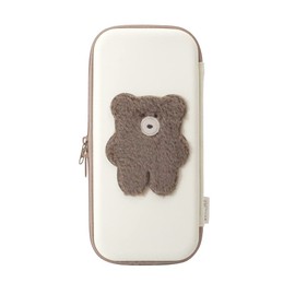 Allone Switch EVA Color Pouch #Unipo Q-LiA Mokomoka Mocha 4.7 x 1.9 x 10.2 inches (12 x 4.8 x 26 cm), Beige, Fluffy Material, Includes Inner Pocket, Lightweight, Compatible with Switch/Switch Organic