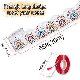 MIIIM Boho Classroom Decor Border, Both Sides Printed Boho Rainbow Bulletin Board Borders for Back to School, Lounge, Office, Table, Birthday Party (65ft, Die-Cut)